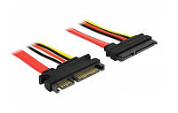 Кабель накопичувача-подовж. Delock SATA 22p M/F 0.5m 6Gbps AWG18+26 (5+12V) різнобарвний (70.08.4361) MB MS