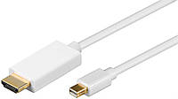 Кабель монітора-адаптер Goobay DisplayPort mini-HDMI M/M (HDMIекран) 1.0m v1.2 4K@30Hz D=4.8mm Gold білий MB MS