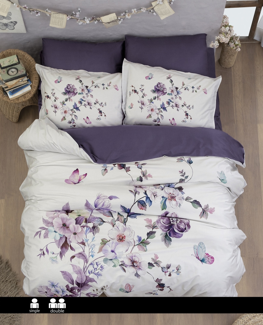 Турецьке Постільне Бельє First Choice 3D Satin Martina Purple Євро
