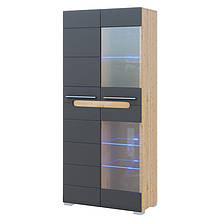 Шафа 2Д СК з ДСП/МДФ у вітальню Б'янко дуб артизан/графіт Світ Меблів
