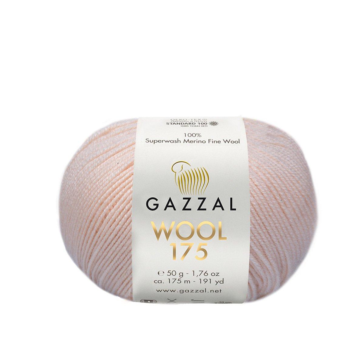 Gazzal WOOL 175 (Вул 175) № 341 персик (Пряжа мериносова, нитки для в'язання), фото 1