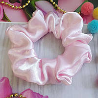 Объемная резинка для волос "Скранч шелк-сатин" (розовый, резинка женская, резинка на голову)