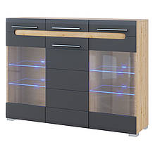 Тумба 3Д Ск з ДСП/МДФ у вітальню Б'янко дуб артизан/графіт Світ Меблів