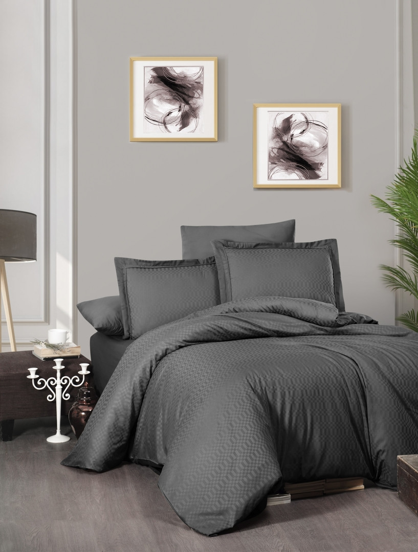 Турецька Постельне Бельє First Choice Deluxe Satin Chakers Anthracite