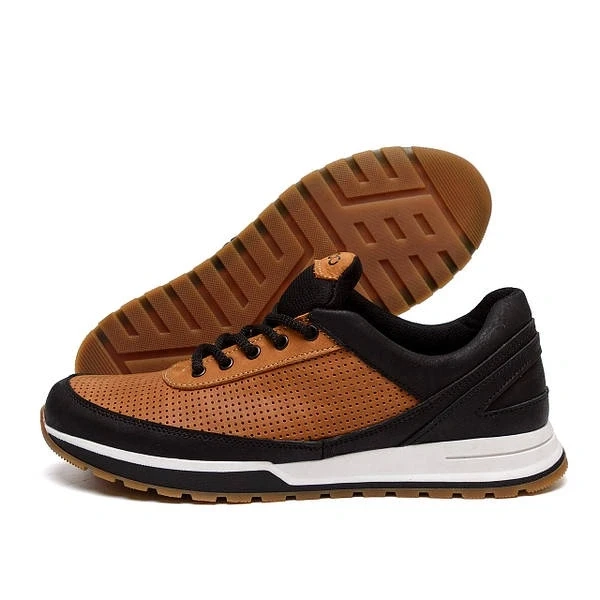 Чоловічі шкіряні літні кросівки, перфорація brown, фото 1