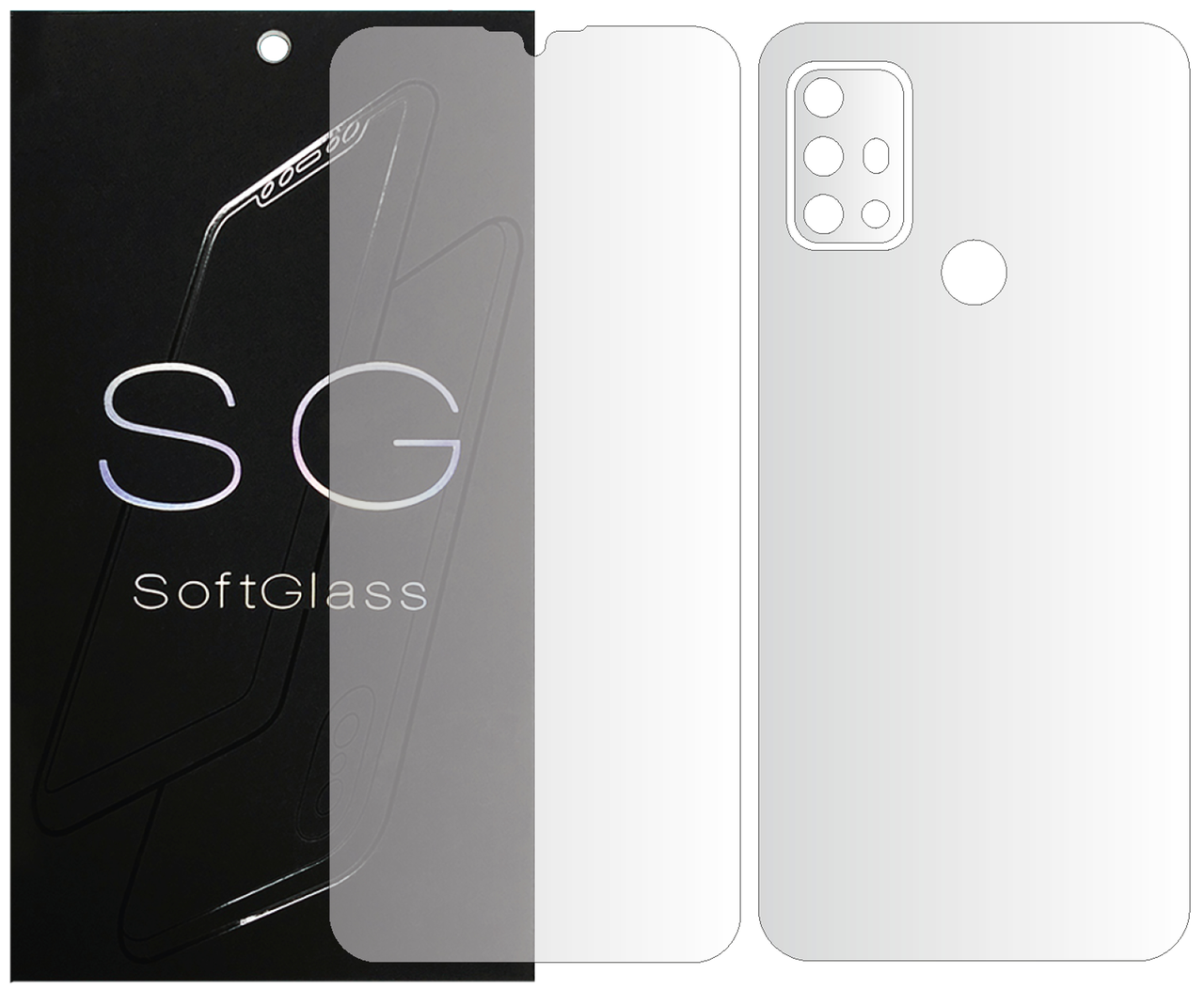 Бронеплівка для Motorola G30 XT2129-2 комплект: для передньої і задньої панелі зносостійка поліуретанова SoftGlass, фото 1