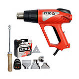 Будівельний фен 2000 Вт YATO YT-82292 з аксесуарами та кейсом (Чорно-жовтогарячий), фото 6