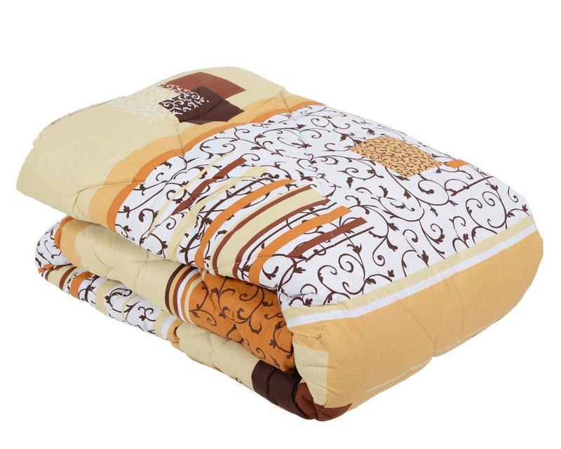 Ковдра овеча вовна в бавовняній тканині тм Мальва в бежевих відтінках абстракція