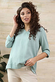 Ніжна блакитна блузка для вагітних бавовняна прямого крою для всіх термінів вагітності, 1305634-Л