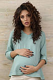 Ніжна блакитна блузка для вагітних бавовняна прямого крою для всіх термінів вагітності, 1305634-Л, фото 2