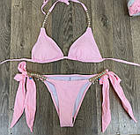 Купальник Рожевий зі стразами L роздільний жіночий стильний красивий, фото 2