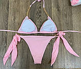 Купальник Рожевий зі стразами L роздільний жіночий стильний красивий, фото 3