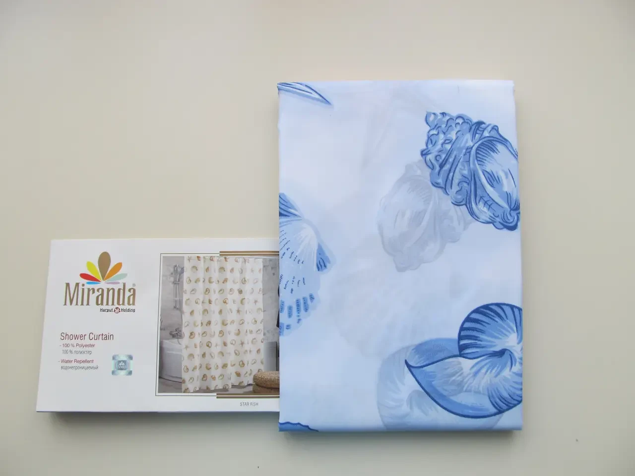 Шторка,фіранка у ванну кімнату Miranda(STAR FISH голубa)