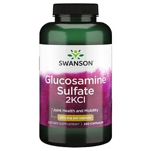 Swanson Premium Glucosamine Sulfate 2KCl 500 мг Глюкозамін, 250 капсул