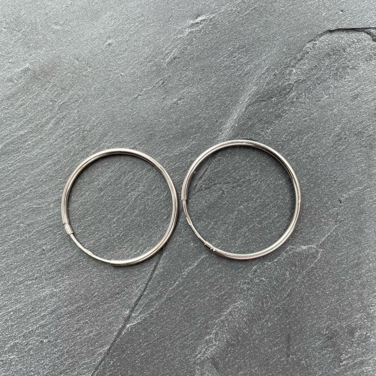 Срібні сережки-кільця конго кола діаметр 3см