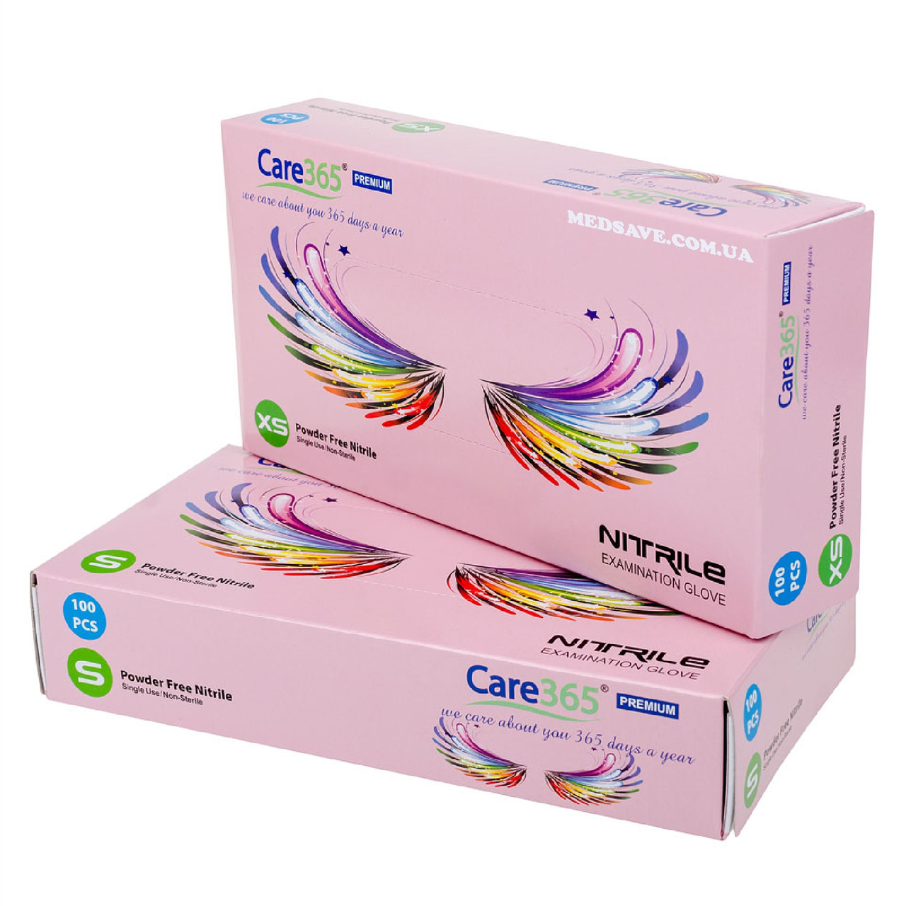 Рожеві нітрилові рукавички Care 365 розмір S