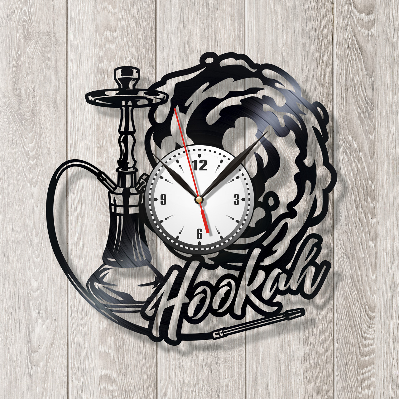 Кальян Часы с виниловой пластинки Декор для стен Часы для кальян клуба Часы декор для бара Кварцевые часы - фото 4 - id-p1606652665
