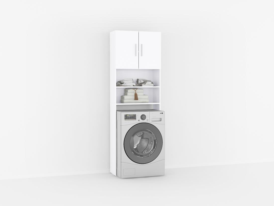 Тумба під пральну машину з полицями Ш640*В1900*Г250 білий, фото 1