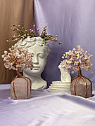 Дерево Щастя з великого кристалу та галтовки Рожевий кварц, рожеве дерево, декор для дому