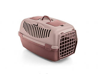 Stefanplast Gulliver 2 - Перенесення для тварин з пластиковими дверима, ніжно-рожевий/коричнево-рожевий