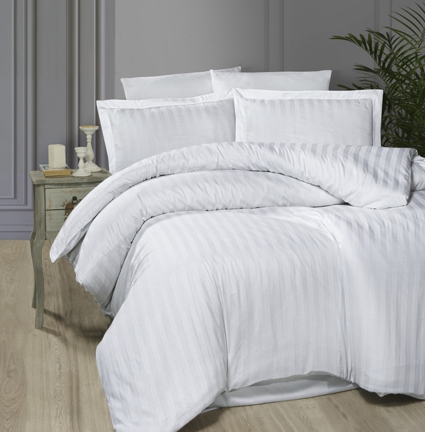Постільна білизна сатин First Choice Cotton Satin Broad Line White Туреччина двоспальна євро 200х220см