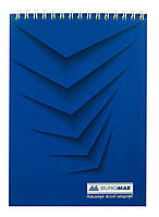 Блокнот А5 48л., верхняя пружина, картон MONOCHROME BuroMAX синий