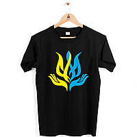 Футболка з принтом "Герб України у вигляді квітки на долонях" Push IT