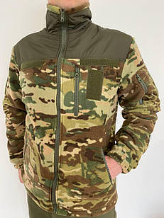 Кофта Мультикам із щільного флісу комбінована з тканиною олива, з липучками, 4 кишені,46-56 р-р