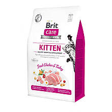 Корм сухий для кошенят Brit Care Cat GF Kitten HGrowth & Development 400 г (курка і індичка)