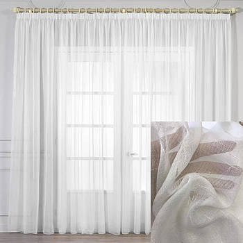 Тюль у вітальню, гардини для спальні, оформлення вікон тюлями, гардини для залу Білий (T-L-5)