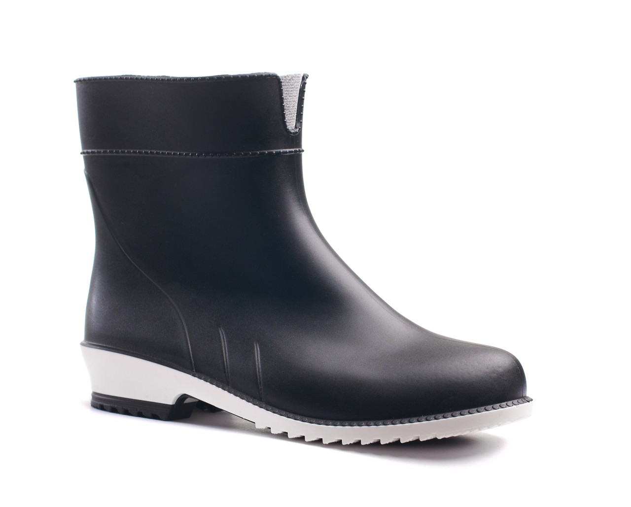 Жіночі гумові напівчоботи чорні на білій підошві, фото 1