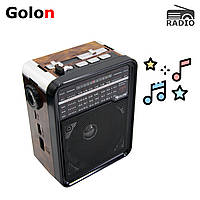Переносной радиоприемник FM/AM/SW Golon RX-9100 Коричневий радио приемник USB+TF (TS)