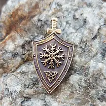 Шолом жаху, Агісхьяльм, Егісхьяльм на щиті з триквертом і мечем, Кулон амулет талісман, фото 3