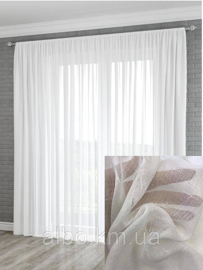 Тюлі для спальні, гардини для кухні, модні тюлі на вікна в дитячу кімнату Білий (T-L-4), фото 1