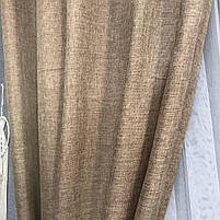 Тканина лляна для штор у кавовому кольорі на метраж М1-20, штори на кухню на метраж, фото 2