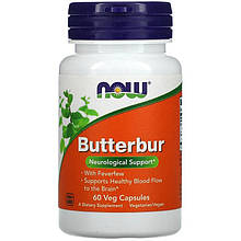 Білодосвідник гібридний NOW Foods "Butterbur" з піжмою, 75 мг (60 капсул)