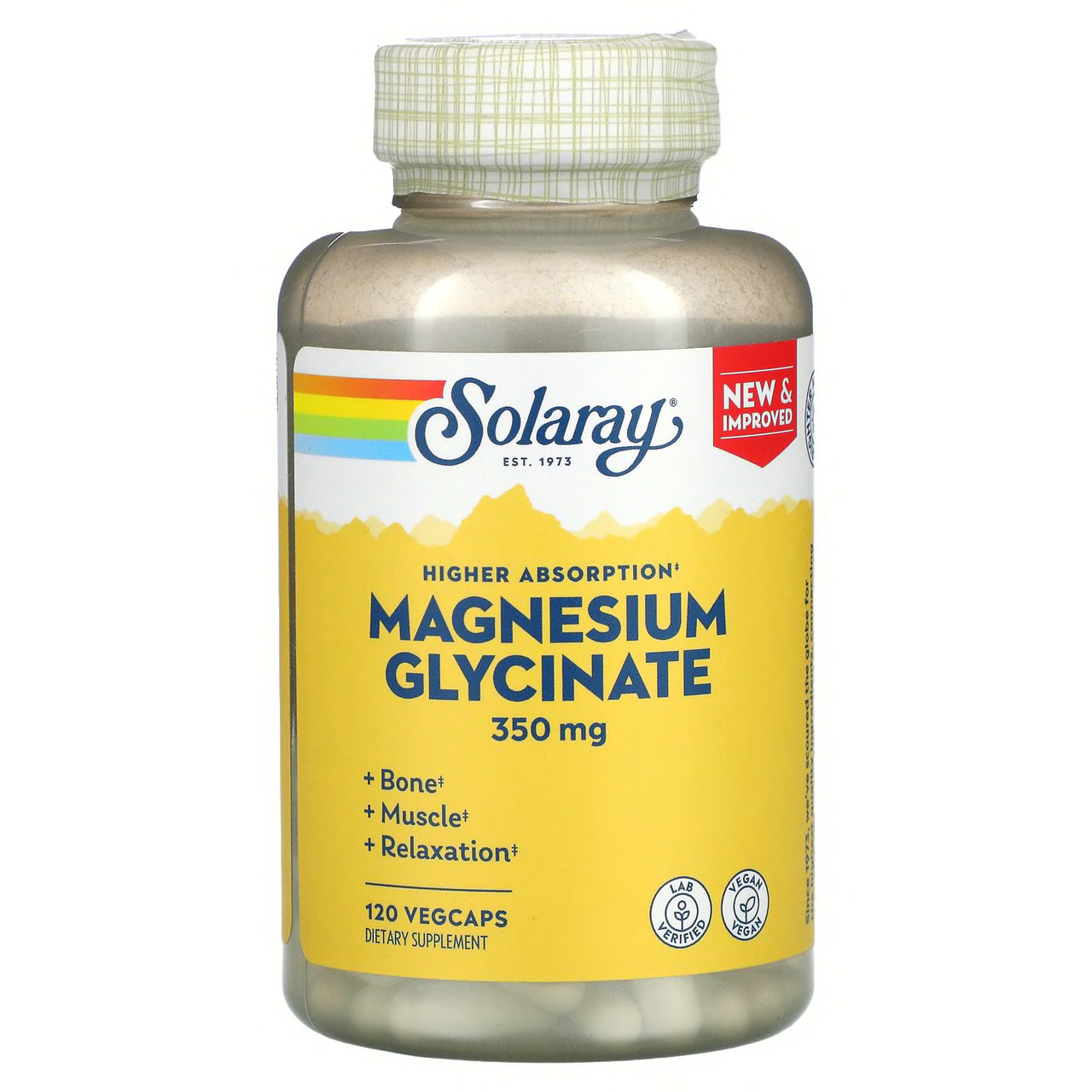 Гліцинат магнію з високою усвоювністю, Solaray, 350 мг, 120 вегетаріанських капсул