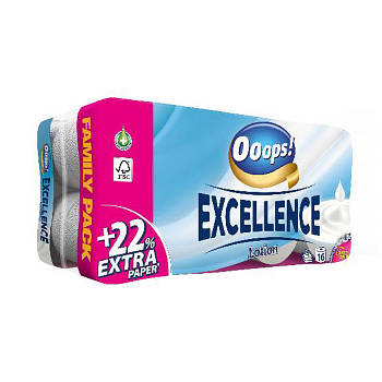 Туалетний папір Ooops! Excellence Lotion 3-х шарова 16 шт 150 відривів