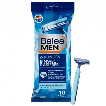 Станки для гоління Balea чоловічі з 2 лезами 10 шт бритва для чоловіків