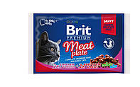 Влажный корм Brit Premium Cat Meat Plate 4шт х 100г для кошек мясная тарелка набор