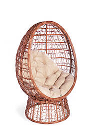 Кресло Кокон на подставке без текстиля, каркас алюминий, иск.ротанг G 4 плетение кольцами Лоза (Pradex ТМ)
