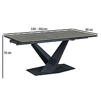 Большой раздвижной прямоугольный стол из керамики TML-897 180-260х90 см гриджио латте для гостиной