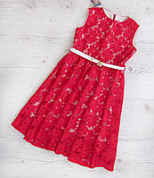Р. 128,134,140,146,152 Дитяче нарядне плаття червоне мереживо, фото 1