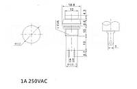 Кнопка без фиксации PBS-11B OFF-(ON) (1A 250VAC), желтая