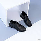 Жіночі чорні шкіряні туфлі зі шнурком 36-42, фото 3