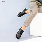 Жіночі чорні шкіряні туфлі зі шнурком 36-42, фото 4