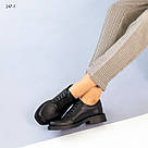 Жіночі чорні шкіряні туфлі зі шнурком 36-42, фото 5