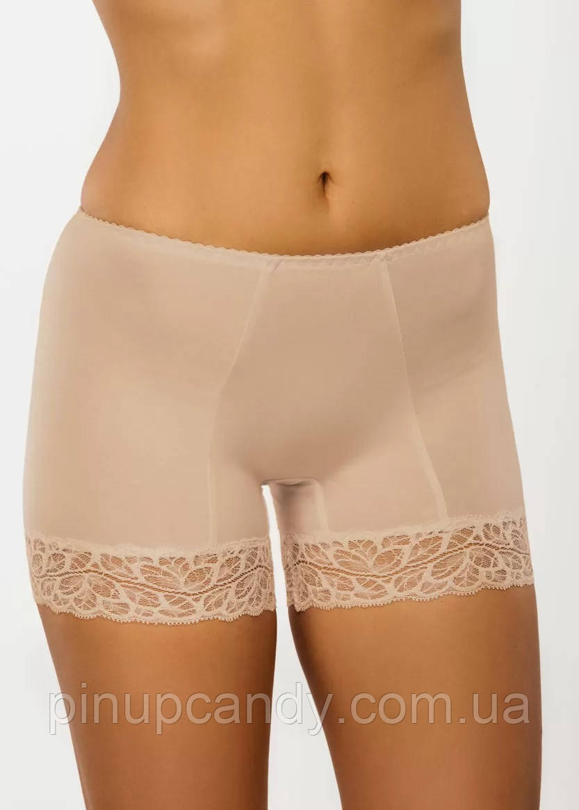 Шортики бавовняні Афина 014 з мереживом середня лінія талії бежеві L, фото 1