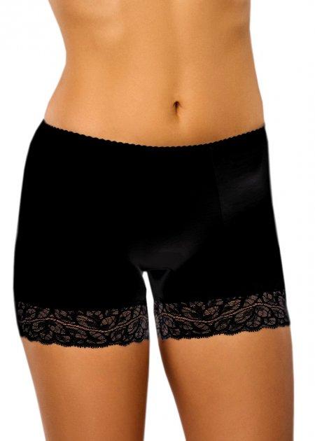 Шортики бавовняні Афина 014 з мереживом середня лінія талії чорні, фото 1