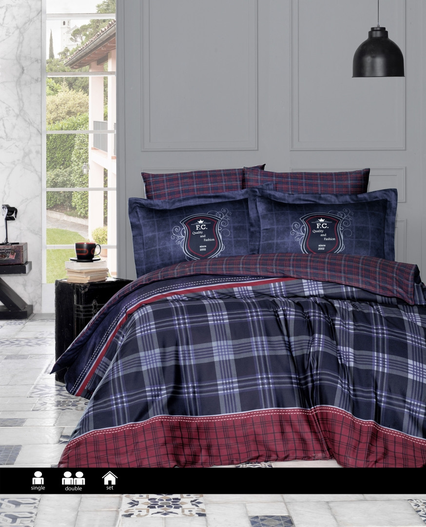 Постільна білизна сатин First Choice Cotton Satin Doris Navy Blue Туреччина двоспальна євро 200х220см